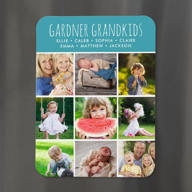 Custom Grandkids Names Instagram 9 Foto Collage Magnet (Von Creator hochgeladen)