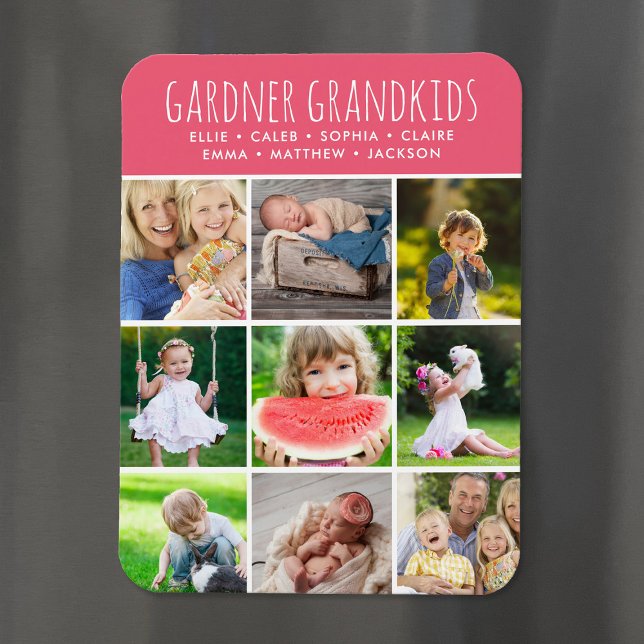Custom Grandkids Names Instagram 9 Foto Collage Magnet (Von Creator hochgeladen)