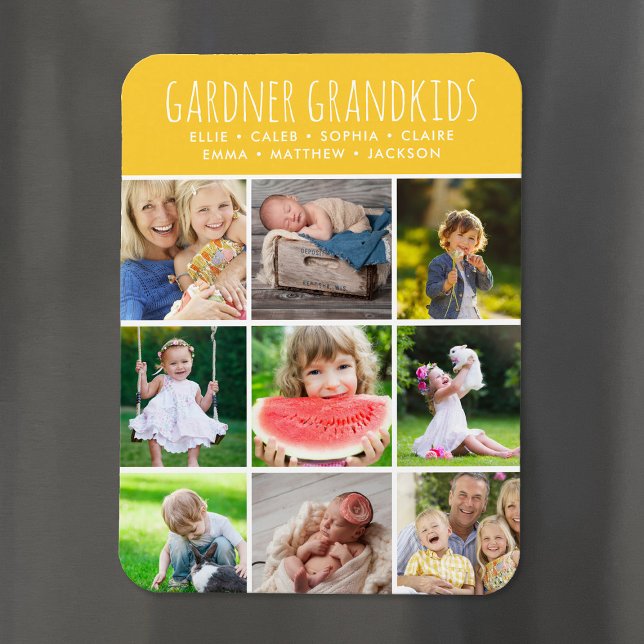 Custom Grandkids Names Instagram 9 Foto Collage Magnet (Von Creator hochgeladen)