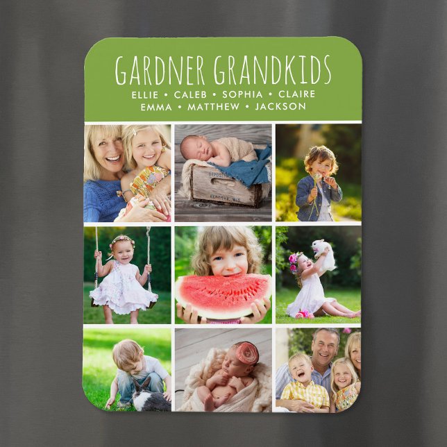 Custom Grandkids Names Instagram 9 Foto Collage Magnet (Von Creator hochgeladen)