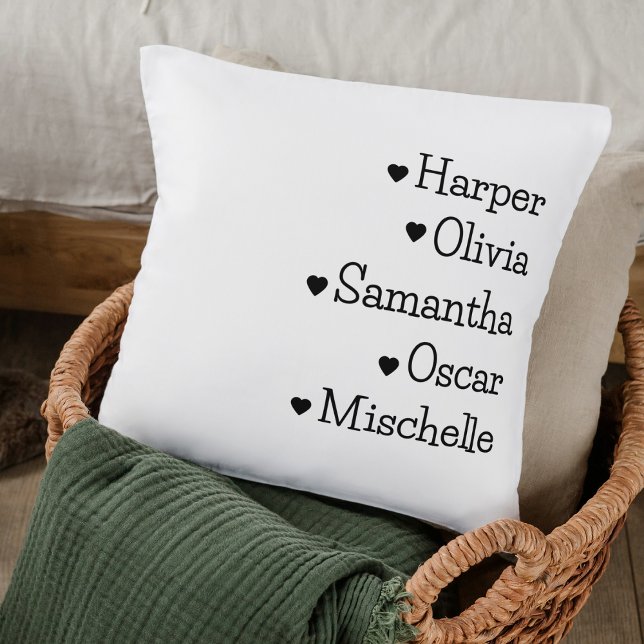 Custom Grandkids Names Throw Kissen | Herz-Icons (Von Creator hochgeladen)