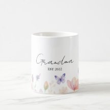 Custom Grandma Est. Year - Flower and Butterfly