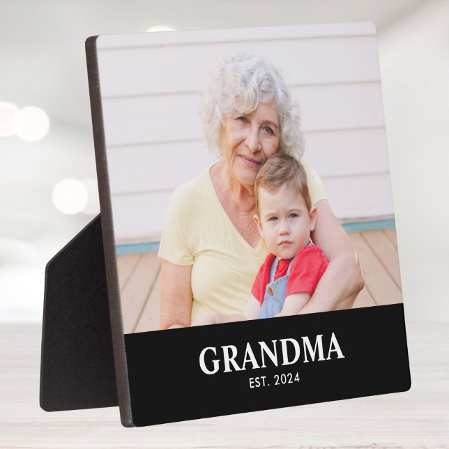 Custom Grandma Established Modern Bold Photo Fotoplatte (Von Creator hochgeladen)