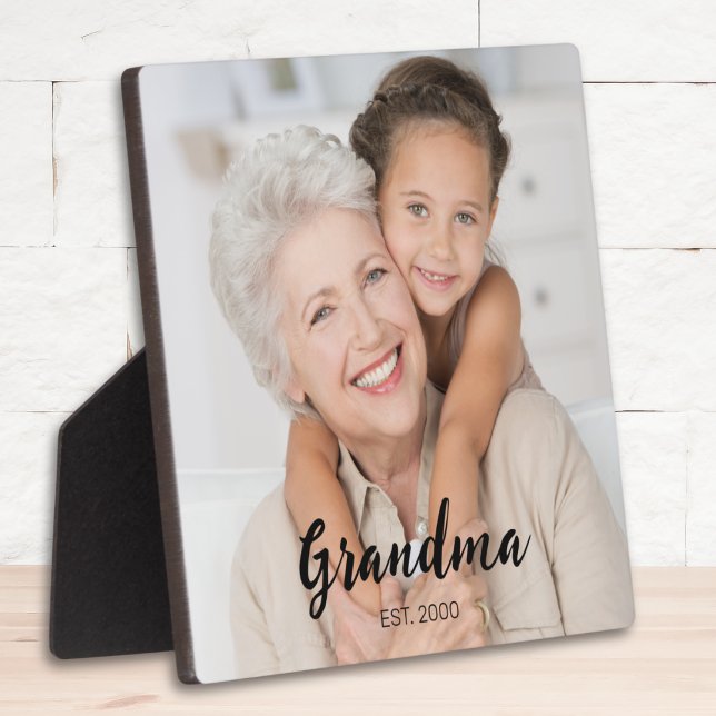 Custom Grandma Established Modern Script Photo Fotoplatte (Von Creator hochgeladen)