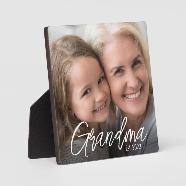 Custom Grandma Established Year Photo Fotoplatte (Vorderseite)