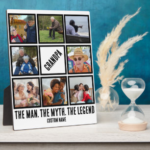 Custom Grandpa the man myth legend 8 Photo Collage Fotoplatte