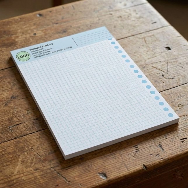 Custom Graph Paper Logo Pad (Grid Sheets, Squares) Notizblock (promotional gridded paper with company logo)
