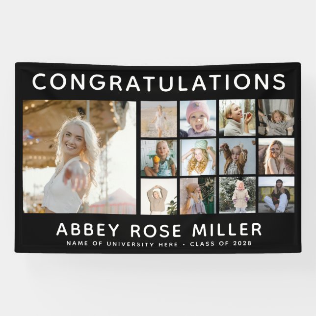Custom 'GRATULATIONS' 13 Foto Collage Graduate Banner (Horizontal)