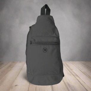 Custom Gray Black Gold Initial Monogram Stilvoll Crossbody Bag