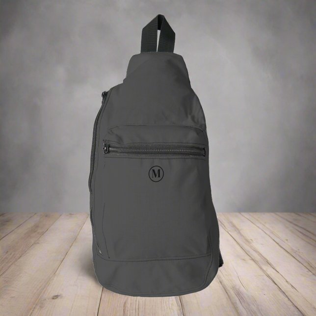 Custom Gray Black Gold Initial Monogram Stilvoll Crossbody Bag (Von Creator hochgeladen)