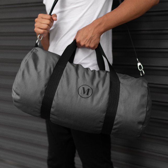 Custom Gray Black Monogram Initial Sport Gym Duffle Bag (Von Creator hochgeladen)