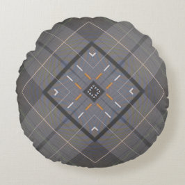 Custom Gray Blue designed Round Pillow Rundes Kissen
