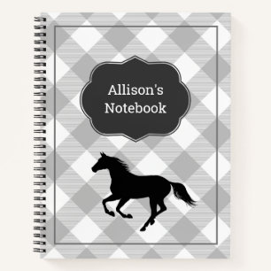 Custom Gray Buffalo Kariert Horse Pony Notizbuch
