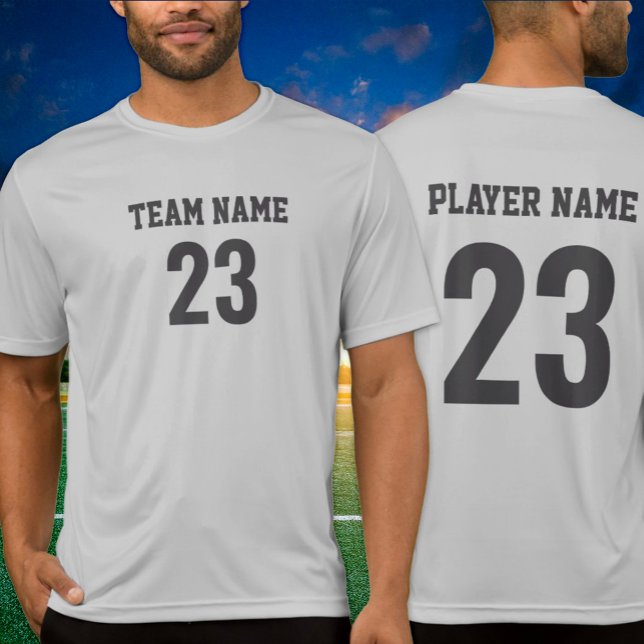 Custom Gray Mens Active Sports Team Jersey T-Shirt (Von Creator hochgeladen)