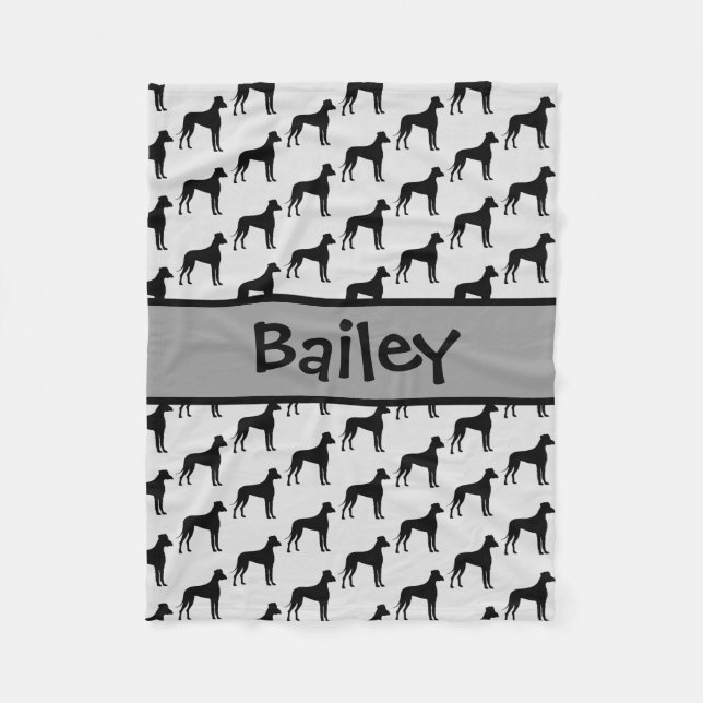Custom Great Dane Hund Silhouette Fleecedecke (Vorderseite)