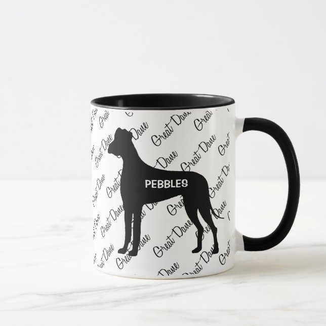 CUSTOM Great Dane Hund Silhouette Tasse (Rechts)