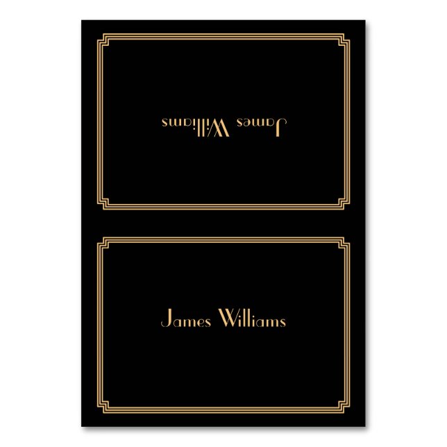 Custom Great Gatsby Art Deco Schwarze Platzkarten Tischnummer (Vorderseite)