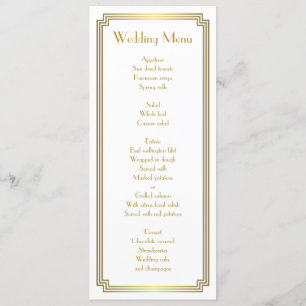 Custom Great Gatsby Art Deco White Wedding Menü Menükarte