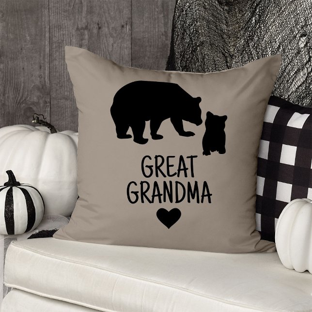 Custom Great Oma Geschenk Großkind Bear Greige Thr Kissen (Von Creator hochgeladen)