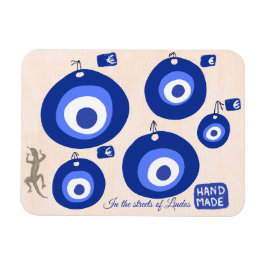 Custom Greek evil eye illustration with lizzard Magnet