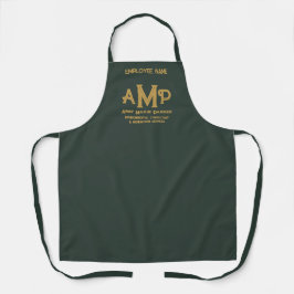 Custom Green and Gold Monogram Business Schürze