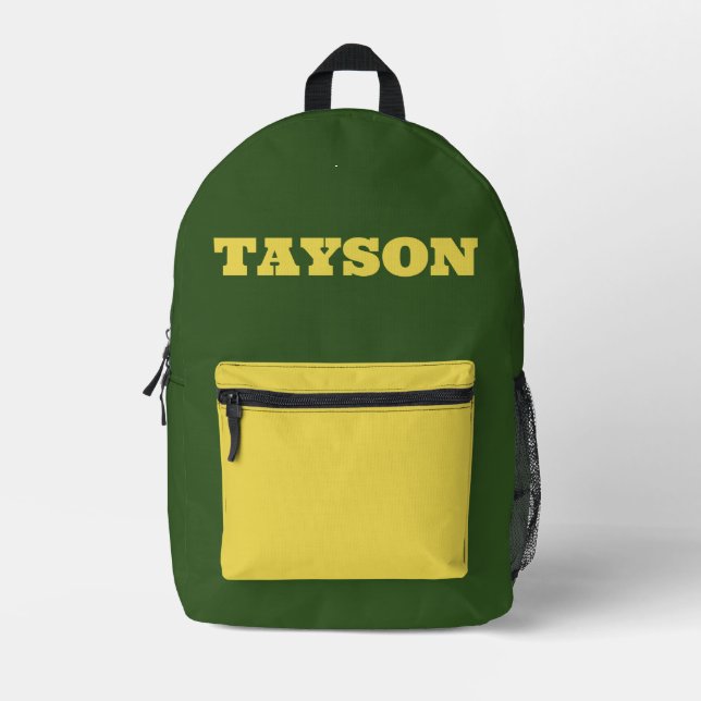 Custom Green and Yellow Bedruckter Rucksack (Vorderseite)
