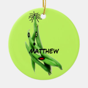 Custom Green Bean Cartoon Keramik Ornament