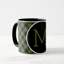 Custom Green Black Buffalo Karo Kariertes Muster Tasse