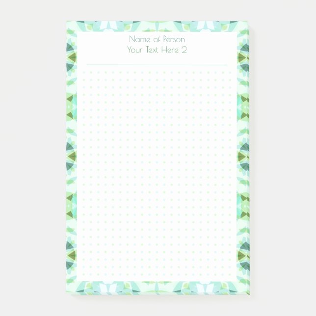Custom Green Blue Dot Grid Student Geschenkplaner Post-it Klebezettel (Vorderseite)