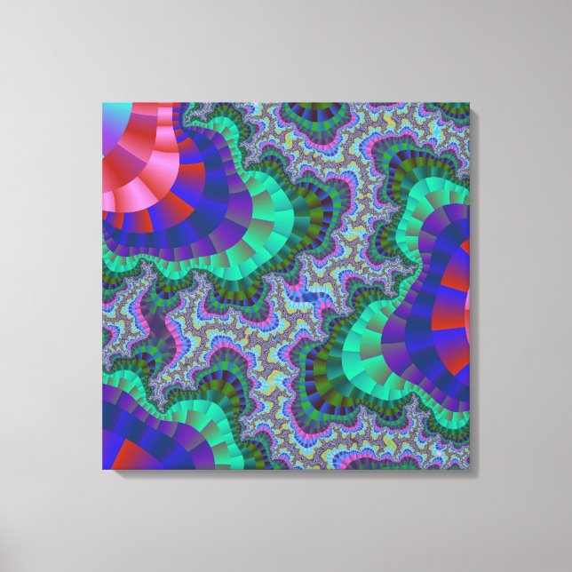 Custom Green Blue Gear Leinwand Art (Vorderseite)