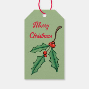 Custom Green Christmas Holly-Geschenk-Tag Geschenkanhänger
