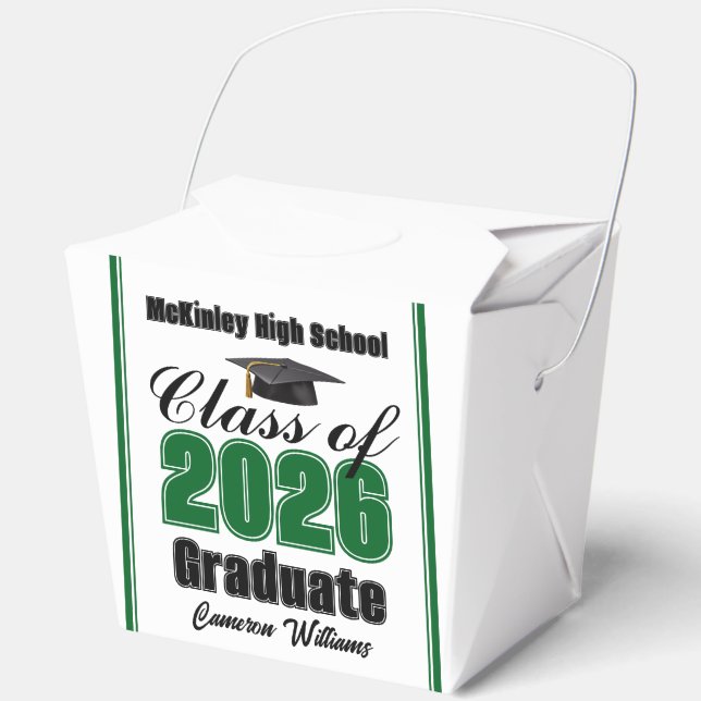 Custom Green Class of 2026 Graduation Party Geschenkschachtel (Vorderseite)