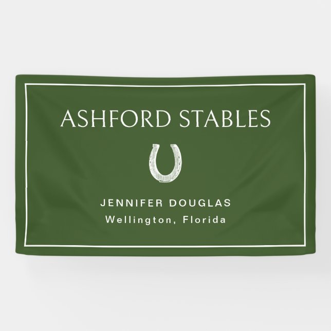 Custom Green Equestrian Stall Horse Show  Banner (Horizontal)