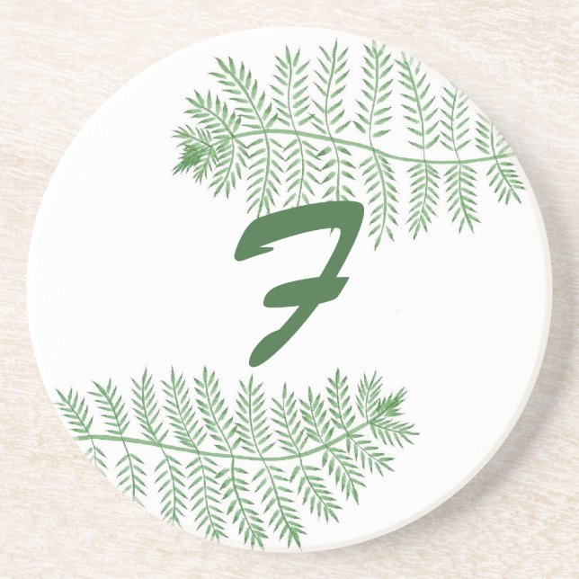 Custom Green Fern Monogram Untersetzer von Cheryls (Vorne)