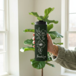 Custom Green Floral Tumbler Gift for Bridesmaids Thermosbecher