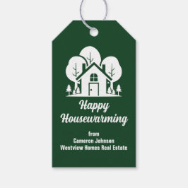 Custom Green Forest Happy Housewarming Realtor Geschenkanhänger