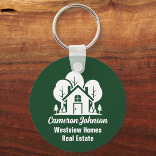 Custom Green Forest House Real Anwesen Company Schlüsselanhänger