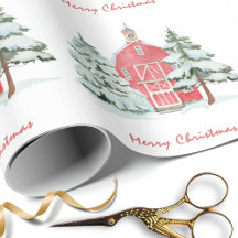 Custom Green Forest Red Barn Pine Weihnachtsbaum