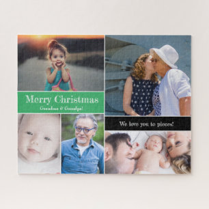 Custom Green frohe Weihnachten Oma und Opa Puzzle