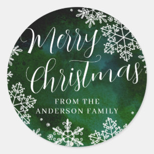 Custom Green Frohe Weihnachtsschneeflocken Sticker