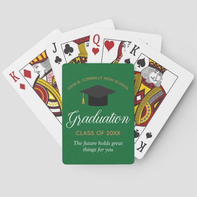 Custom Green Gold Abschluss 2025 Graduate Gift Spielkarten (Rückseite)