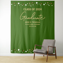 Custom Green Gold Class of 2024 Abschluss Wandteppich