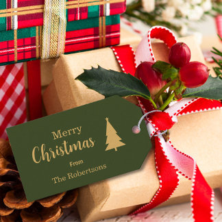 Custom Green & Gold Frohe Weihnachten Geschenkanhänger