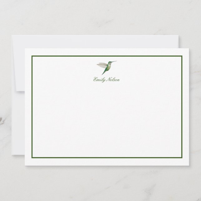 Custom Green Hummingbird Note Card Mitteilungskarte (Vorderseite)