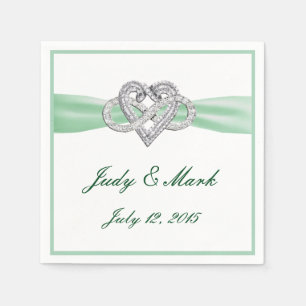 Custom Green Infinity Heart Paper Napkins Serviette