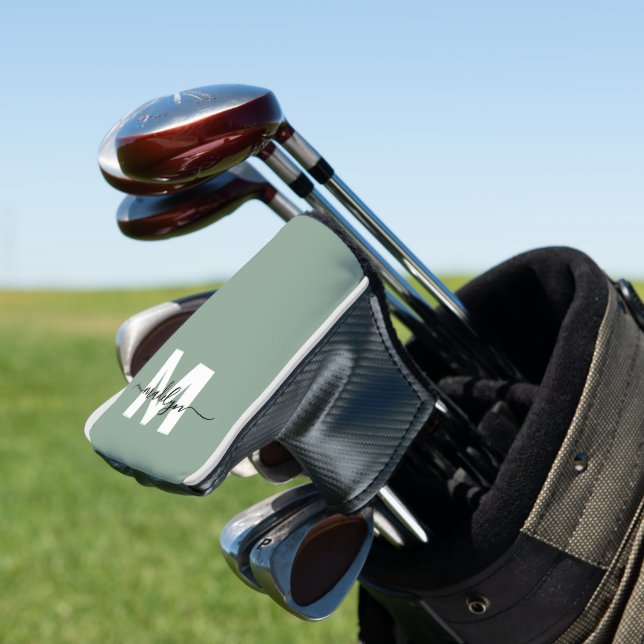 Custom Green Initial Name Monogram Golf Headcover (In Situ)