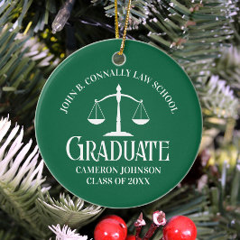 Custom Green Law School Graduate Foto Weihnachten Keramik Ornament