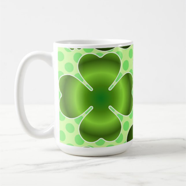 Custom Green Lucky Clover Pattern Gift Kaffeetasse (Links)