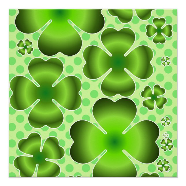 Custom Green Lucky Clover Pattern Gift Poster (Vorderseite)