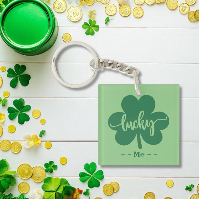 Custom Green Lucky Clover St Patrick Day rund um Schlüsselanhänger (Custom Green Lucky Clover St. Patrick Day round Keychain)